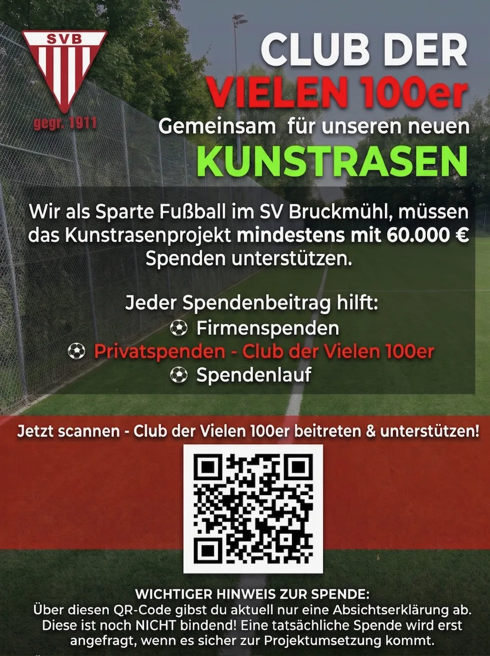 club-der-vielen-hunderter Kunstrasenplatz Spendenaktion SV Bruckmühl